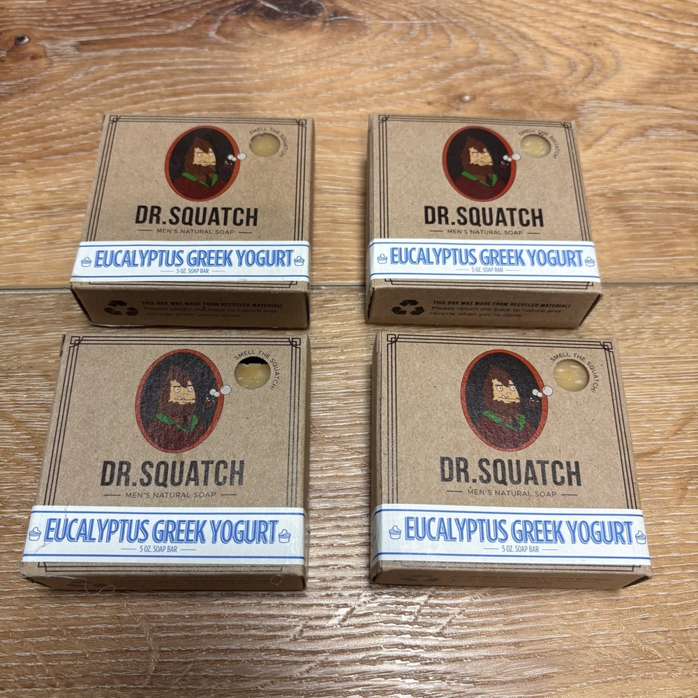 Dr SQUATCH Soap 4pc LOT Eucalyptus Greek Yogurt NEW 5oz Bars